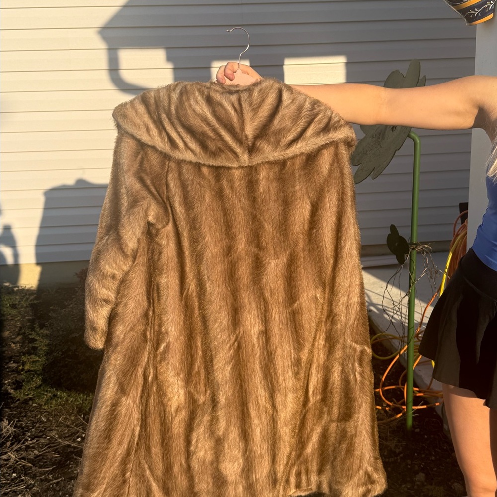 Source Unknown Light Brown Faux Fur Cape Coat - Women Jackets & Coats